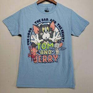 Tom And Jerry Shirt Small Light Blue The Good The Bad And The Feisty Graphic